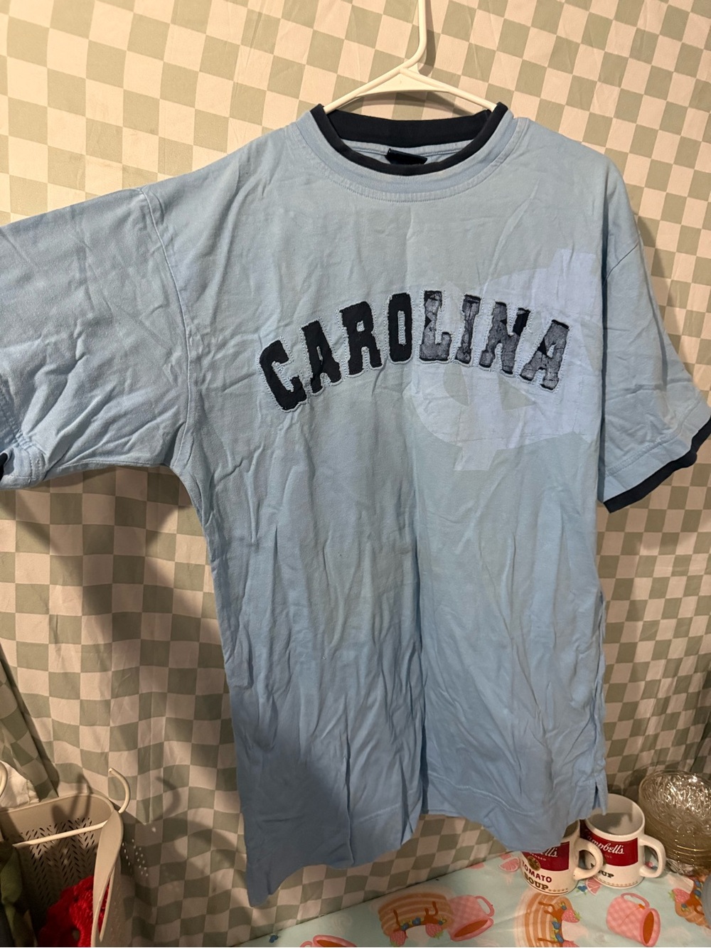 Champs Light Blue 'CAROLINA' Short Sleeve Tee with Navy Trim